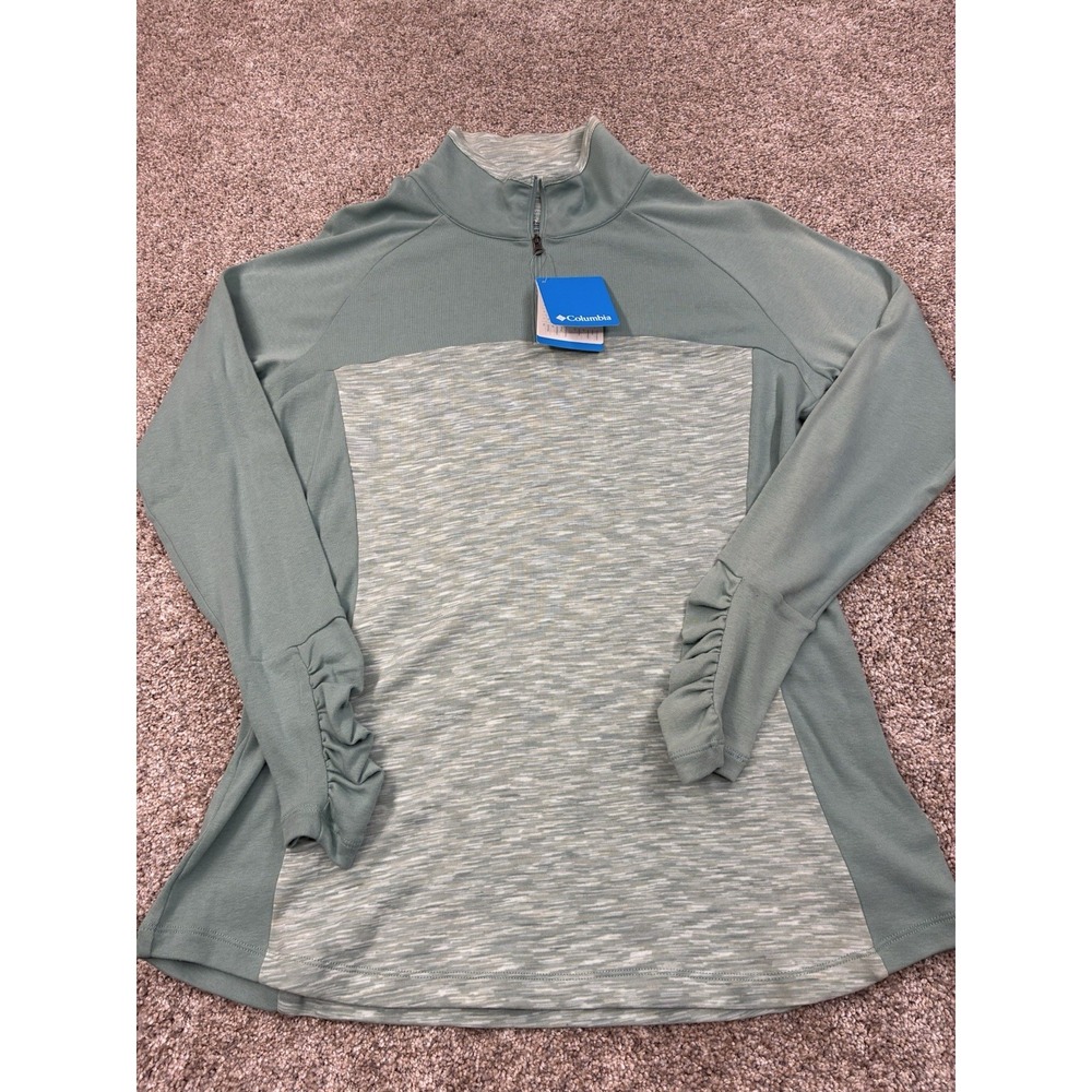 Columbia Women XL Outerspaced III 1/4 Zip Pullover Green NWT Long Sleeve #0079